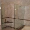 New shower- notice glass partition instead of solid wall that used to be there