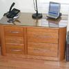 Night table in Cherry with radius ends, glass top