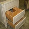 Top front a dummy, lower drawers work. Great for powder rooms